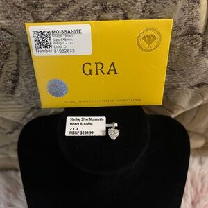 GRA 925 Sterling Silver Heart Moissanite Pendant - 2ct